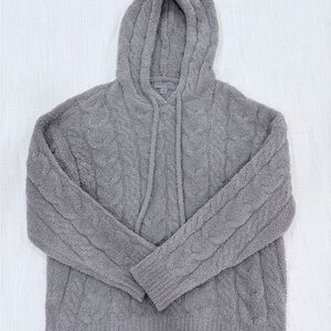 EUC Barefoot Dreams Charcoal Cable Knit Hoodie